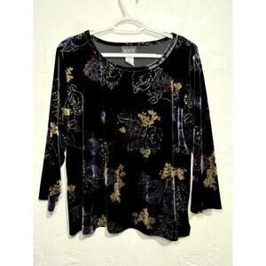 Koos of course floral velvet top womens large‎ vintage whimsigoth witchy fairy